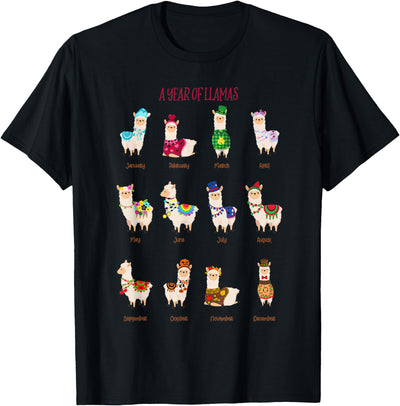 Funny Llamas A Year Of Llamas Funny Llama Alpaca T-Shirt