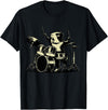 Retro Drummer Guinea Pig Lover Rock Design Guinea Pig Drummer Rock Drummer Guinea Pig Playing Drums T-Shirt - Black
