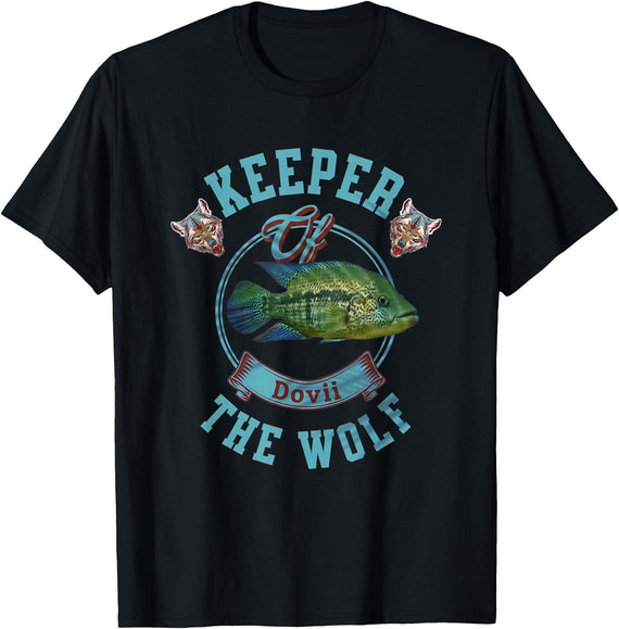 Cichlid Fish Tank Tees Wolf Cichlid Dovii Cichlid Monster Aquarium Fish Lovers T-Shirt - Black