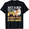 Guinea Pig Gifts for Gamer Co. Just a Boy Who Loves Guinea Pigs and Video Games Gaming T-Shirt - Black