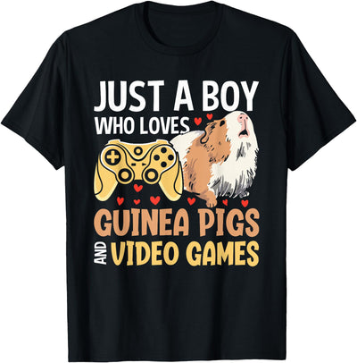 Just a Boy Who Loves Guinea Pigs and Video Games Gaming T-Shirt