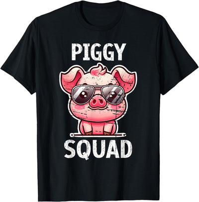 Funny Pig Wearing Sunglasses Piggy Squad Farm Farmer T-Shirt