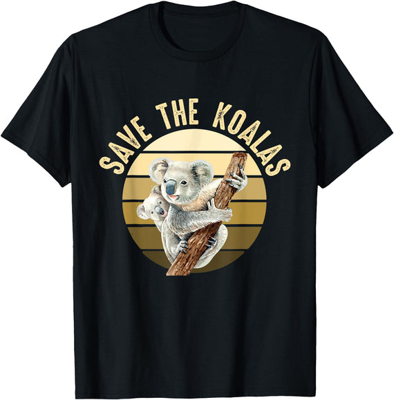 Save the wildlife of Australia Save the Koalas Koala Koala Bear Australia Rescue Protect T-Shirt - Black