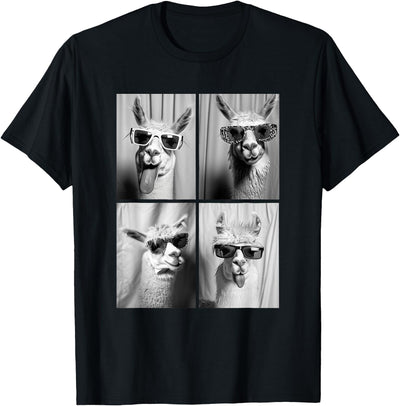 Funny Animal Photography Clothing Co. Funny Llamas with Sunglasses Cool Llama Animals Photo Booth T-Shirt