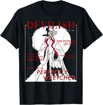 Disney Villains Halloween Cruella Magazine Cover T-Shirt