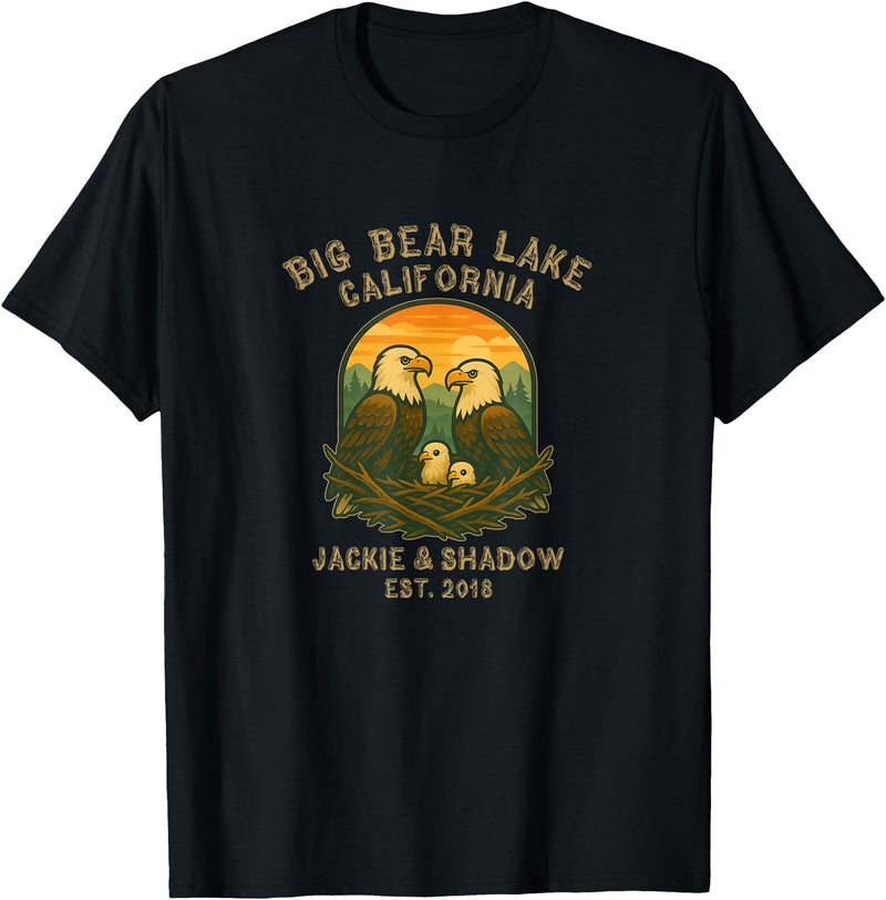 Big Bear Lake Eagles California Big Bear Lake California Eagles Jackie and Shadow T-Shirt - Black