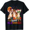 Cute Chihuahua Dog Happy Hallothanksmas Happy Hallothanksmas Chihuahua Dog Halloween Christmas T-Shirt - Black