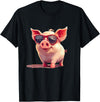 Funny Piggy Pig Sunglasses Piggy Costume for bespectacled Pigs Lovers T-Shirt - Black