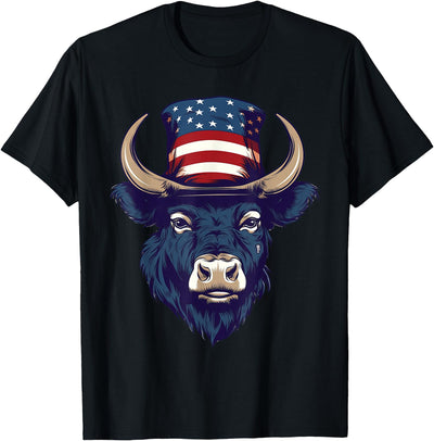 Cow Patriotic Buffalos Celebrating 4th of July Buffalo T-Shirt
