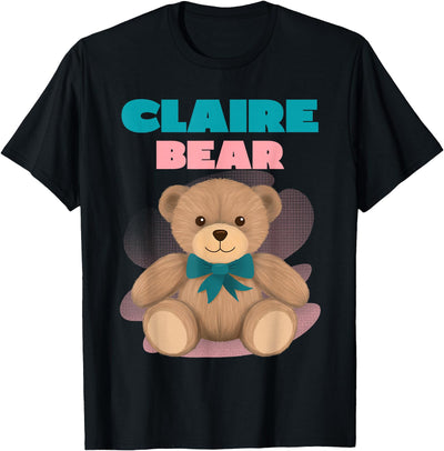CLAIRE Bear T-Shirt - Women's Black Cartoon Bear T-Shirt - Small - Short Sleeve - Classic Fit - All Seasons