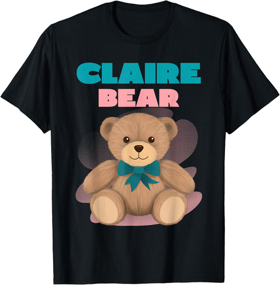 TheNiftyStitches CLAIRE Bear T-Shirt - Women's Black Cartoon Bear T-Shirt - Small - Short Sleeve - Classic Fit - All Seasons - Black