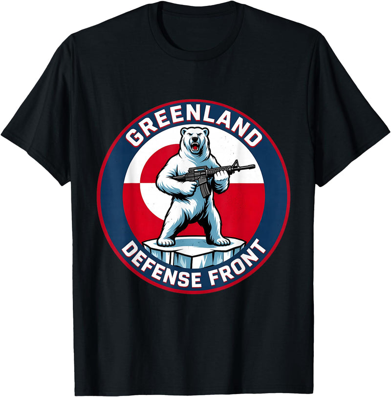 Greenland Lover Stuff Greenland Defense Front Polar Bear Greenland is not for Sale T-Shirt - Black