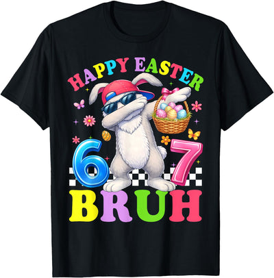Happy Easter 6 7 Bruh Dabbing Bunny Kids T-Shirt