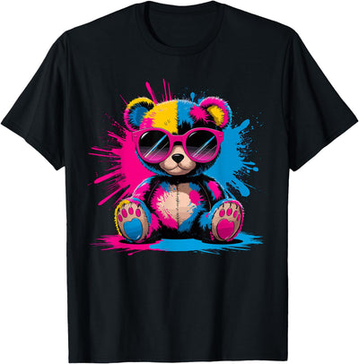 Colorful Teddy Bear with Sunglasses T-Shirt
