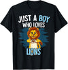 Lion Lover Gift Just A Boy Who Loves Lions Lion T-Shirt - Black