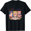 Farmer 4th Of July Costume 1776-2026 Proud 250th Freedom 4th July Three Cute Pigs T-Shirt - Black