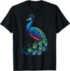 Peacock Peafowl Colorful Bird Peacock Illustration T-Shirt - Black