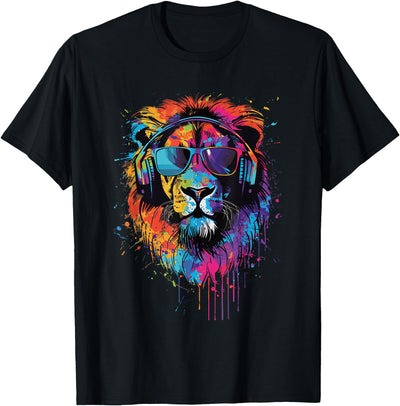 Lion Sunglasses Headphones T-Shirt