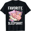 Piggy Lover Gift Co. Favorite Sleep, Napping Pig, Piglet & Piggy Pajama T-Shirt - Black