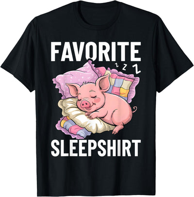 Favorite Sleep, Napping Pig, Piglet & Piggy Pajama T-Shirt