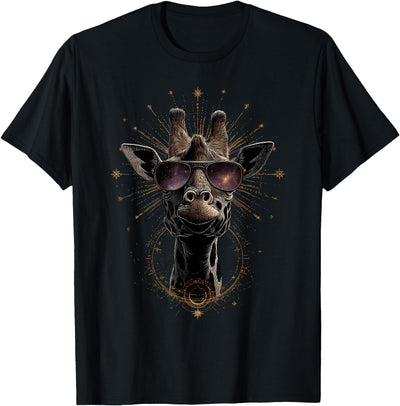 Giraffe with Sunglasses Graphic Safari Giraffe Animal Lover T-Shirt