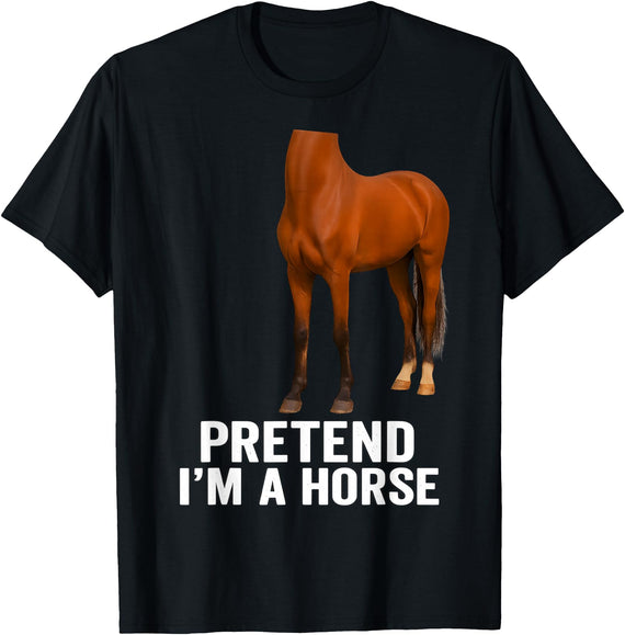 Pretend I'm A Horse Tees Pretend I'm A Horse Funny Halloween Body Costume Horse T-Shirt - Black