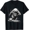 Animals In Sport Mood Polar Bear Playing Soccer Animal T-Shirt - Black