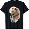 More Tribal Native American Totem Animal Art Bear Tribal Watercolor Bear Dream Catcher T-Shirt - Black