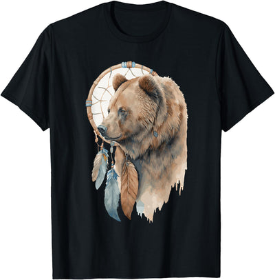 Bear Tribal Watercolor Bear Dream Catcher T-Shirt