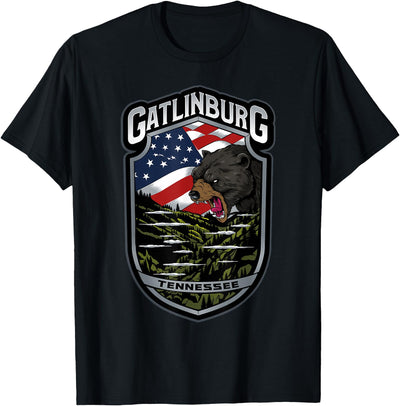 Gatlinburg Tennessee Souvenirs Bears Gifts TN American Flag T-Shirt