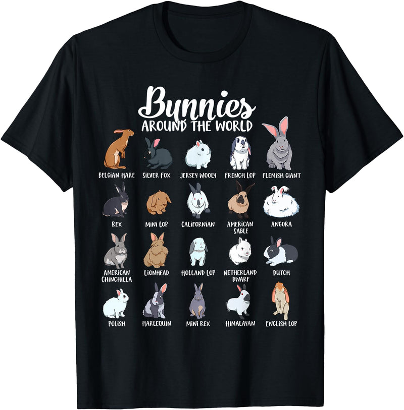 Rabbits of the World - Bunny T-Shirt in Black