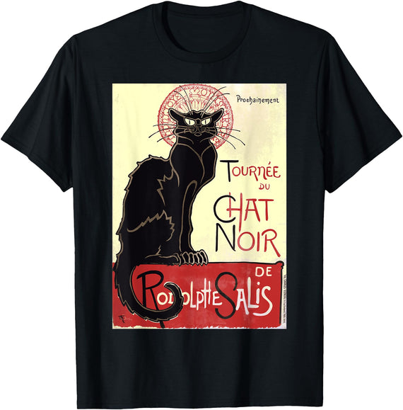 Halloween French Black Cat Halloween Black Cat Le Chat Noir Tournee French T-Shirt for Men Women Kids - Black