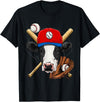 Wowsome! Cow Baseball Cow Lovers Baseball Player T-Shirt - Black