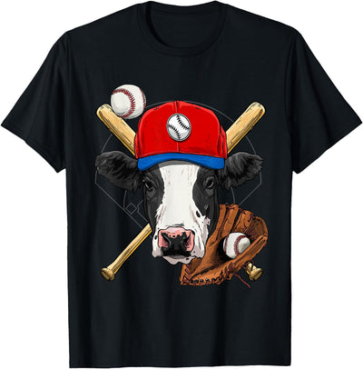Wowsome Cow Baseball Cow Lovers Baseball Player T-Shirt