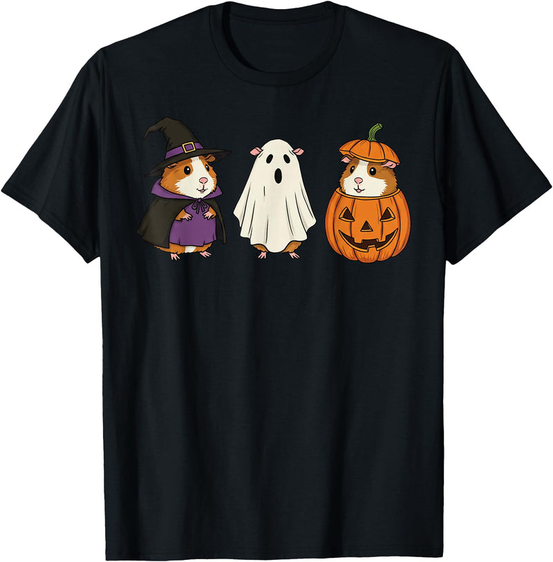 Funny Halloween Guinea Pig Costume Guinea Pig Halloween Ghost Pumpkin Funny Guinea Pig Women T-Shirt - Black
