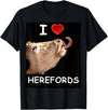 WhiteHorseDepot I Love Herefords with Cow Tongue T-Shirt - Black