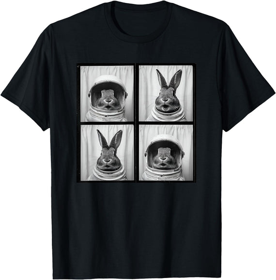 Vintage Rabbit Astronaut T-Shirt in Black
