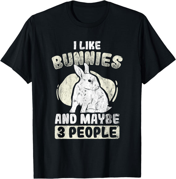 Like Rabbits and 3 People Cute Rabbit Lovers Bunny T-Shirt in Black