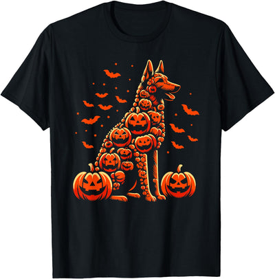 Belgian Malinois Lovers Halloween Outifts Boy Girl Belgian Malinois Pumpkin Jack O Lantern Halloween Men Women T-Shirt