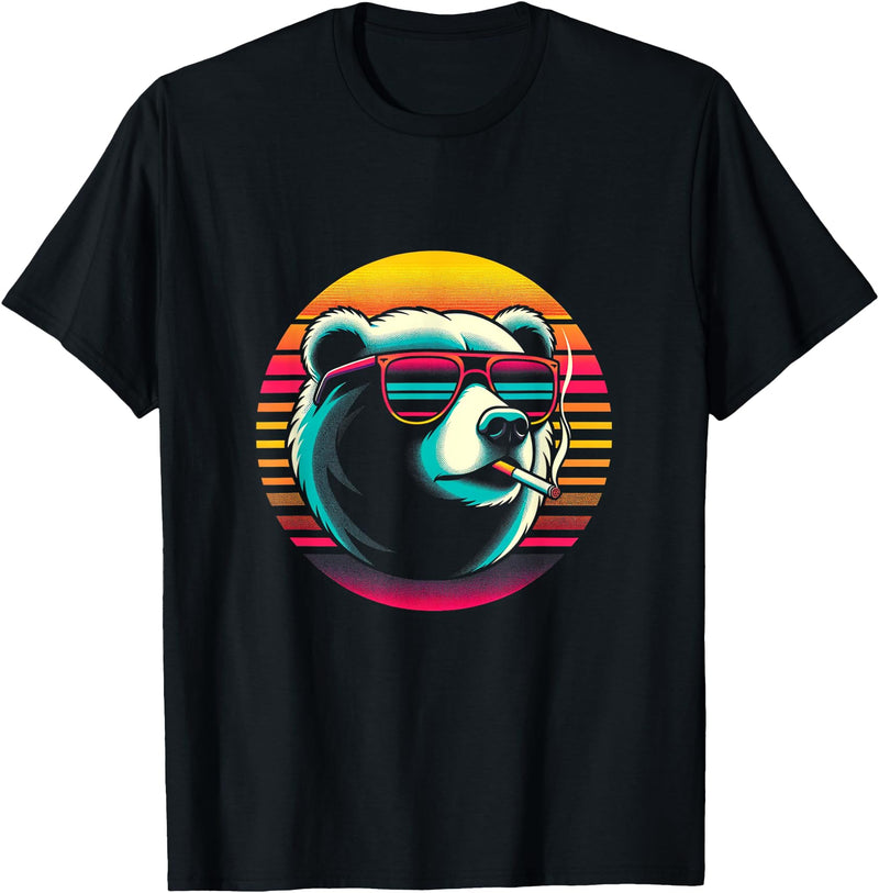 SmkngAnmls from Maria Casual Bear Smoking Cigarette T-Shirt - Black