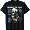 GoshWow Bears of The World Kawaii Types of Bears Wildlife Zoo Bear T-Shirt - Black