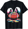 Funny Easter Football Bunny Ears Paint Ice Cream Drip Rabbit T-Shirt in Black