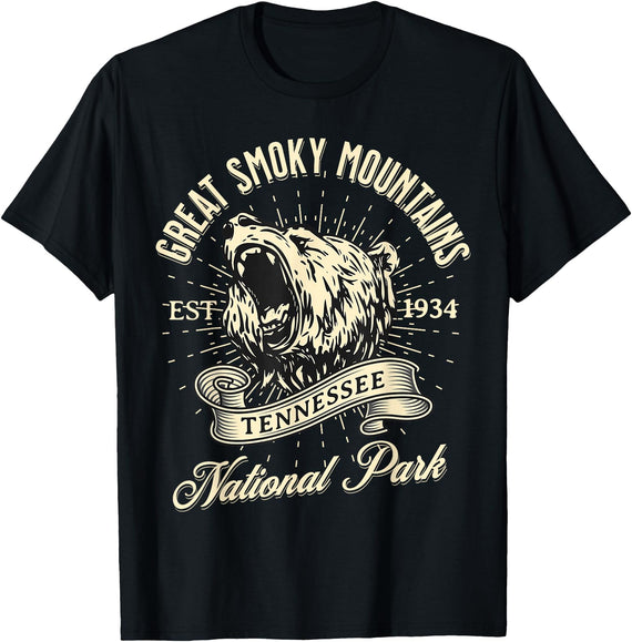 Great Smoky Mountains National Park Tennessee USA Great Smoky Mountains National Park Tennessee Bear Hike T-Shirt - Black