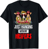 Women's Funny Cows Heifer Farm Animal Just Hanging With My Heifers Cow Farm Animal Lovers Funny T-Shirt - Black