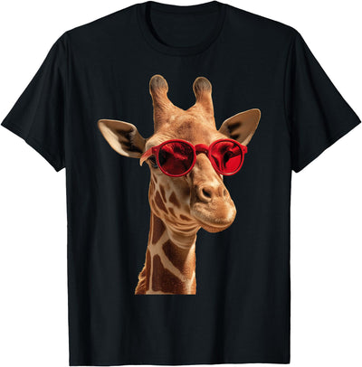 Giraffe Wearing Sunglasses Funny Graphic T-Shirt