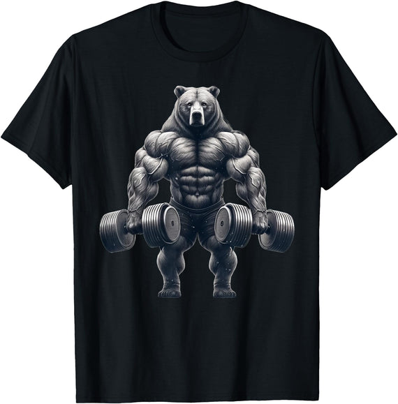 Bear Powerlifting Weightlifting Gym Apparel Bear Powerlifting Weightlifting Gym Workout T-Shirt - Black