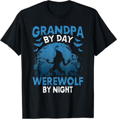 Halloween Gifts & Costume for Trick or Treat Grandpa by Day Werewolf by Night Halloween T-Shirt