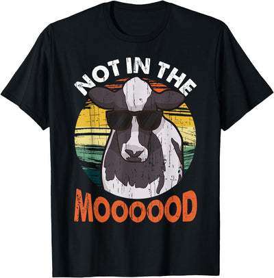 Not in the Mood Cow Retro Sunset T-Shirt