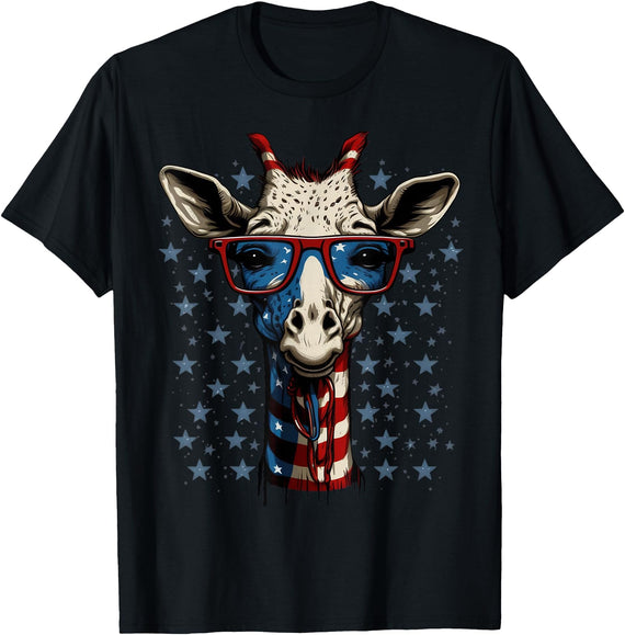 Giraffe lover on Giraffe kids, women & men apparel USA 4th Of July Giraffe on Patriotic American Giraffe T-Shirt for Women Kids Men - As Pictured