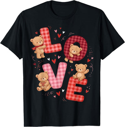 Cute Teddy Bear Women Valentines Shirt Girl Love Heart T-Shirt